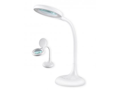 LED stolní lampička s lupou MAGNUM B, bílá