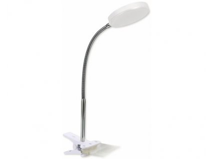 Stolní LED lampička s klipem LUCY KL B, flexibilní, bílá
