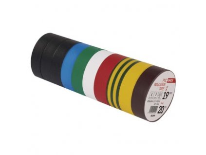 Izolační páska PVC, 19mm, 20m, mix, 10ks