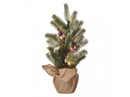 Vánoční dekorační zasněžený stromeček s LED osvětlením, teplá bílá, 3xAA, 52cm, časovač