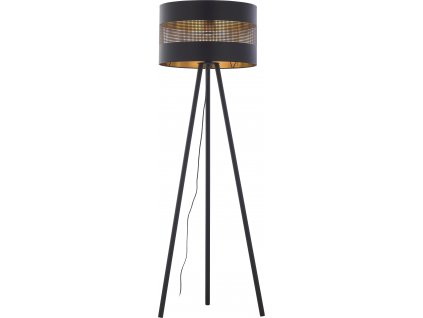 Designová stojací lampa trojnožka TAGO BLACK, 1xE27, 60W, černozlatá