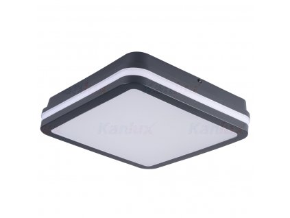 Venkovní stropní LED osvětlení s čidlem DEVON, 24W, 4000K, 26x26cm, hranaté, grafitové