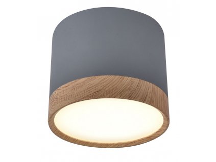 LED stropní bodové světlo EMILIA-ROMAGNA, 9W, denní bílá, 8,8x7,5cm, kulaté, šedé, imitace dřeva