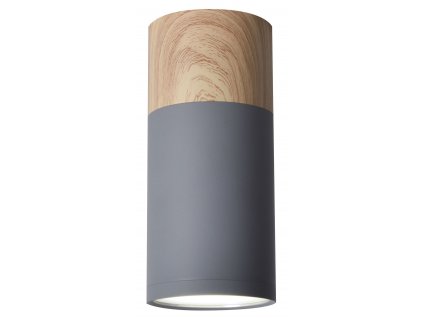 Stropní bodové osvětlení EMILIA-ROMAGNA, 1xGU10, 15W, 6,8x15cm, kulaté, šedé, imitace dřeva