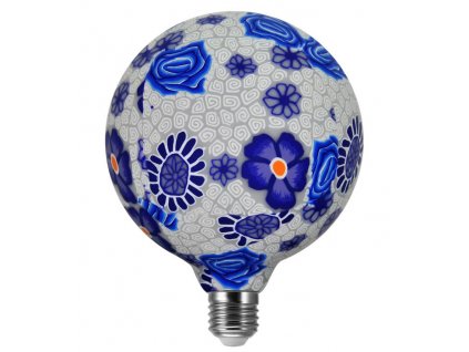 LED dekorativní žárovka JAZZ, E27, G125, 4W, 3000K, teplá bílá, modrá
