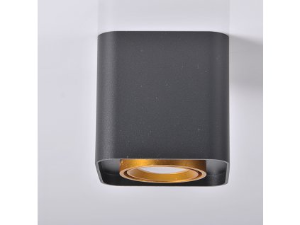 Stropní bodové osvětlení SAN JOSÉ, 1xGU10, 50W, 10x10cm, hranaté, černozlaté