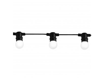 Venkovní světelný LED řetěz MONCTON, 10xE27, 6W, teplá bílá, mléčné žárovky, 6,2m, černý, IP44