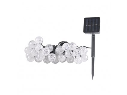LED solární řetěz CHILLIWACK, 30x LED dioda, teplá bílá, 4,9m, čiré žárovky