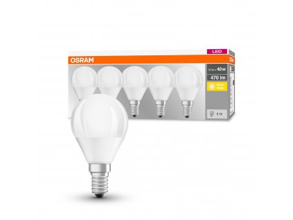 Sada 5x LED žárovka E14, P40, 5W, 470lm, 2700K, teplá bílá