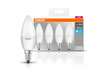 Sada 4x LED žárovka E14, Candle, 5,5W, 470lm, 4000K, neutrální bílá