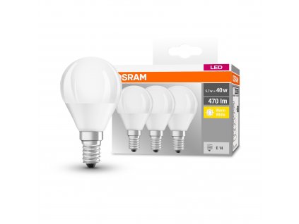 Sada 3x LED žárovka E14, P40, 5,5W, 470lm, 2700K, teplá bílá