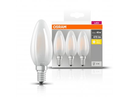 Sada 3x LED filamentová žárovka E14, Candle, 4W, 470lm, 2700K, teplá bílá, matná