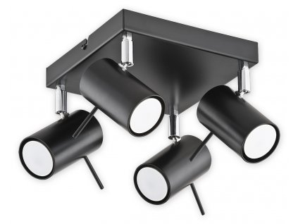 Moderní stropní bodové přisazené osvětlení PEXO CZA, 4xGU10, 40W, černé, hranaté