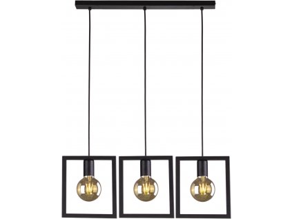 Závěsné designové osvětlení nad jídelní stůl LAVAYA, 3xE27, 60W, čtvercové, černé