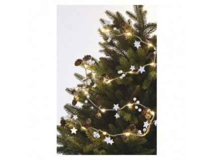LED vánoční světelný řetěz se šiškami, 20xLED, teplá bílá, 170cm, 2×AA