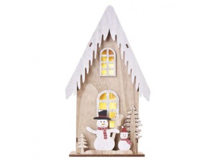 LED vánoční dekorativní domek, teplá bílá, 2xAAA, 28cm, časovač