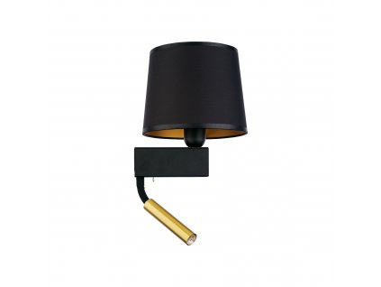 Nástěnná moderní lampa s LED čtecím ramenem CHILLIN, 1xE27, 40W, černá, zlatá