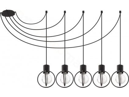 Závěsné moderní osvětlení AURA KOLO, 5xE27, 60W, černé
