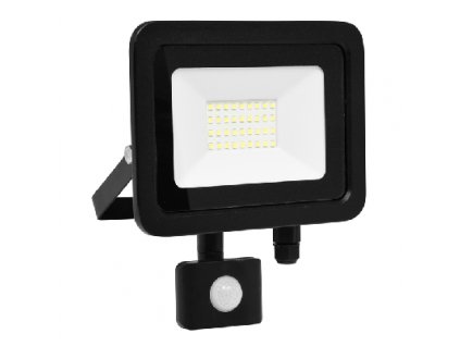 Venkovní LED nástěnný reflektor s čidlem STAR, 30W, studená bílá, černý, IP44