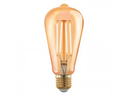 Retro stmívatelná filamentová LED žárovka, E27, ST64, 4W, 300lm, 1700K, teplá bílá, jantarová