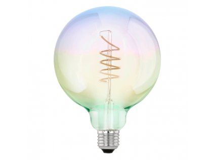 Filamentová dekorativní LED žárovka E27, G125, 4W, 2000K, teplá bílá, duhový efekt