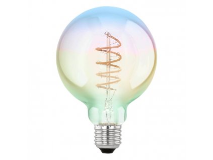 Filamentová dekorativní LED žárovka E27, G95, 4W, 2000K, teplá bílá, duhový efekt