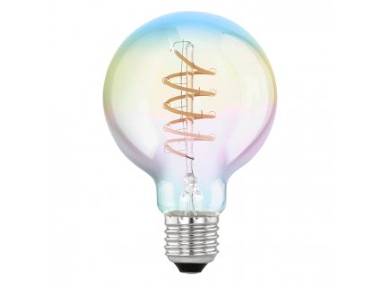 Filamentová dekorativní LED žárovka E27, G80, 4W, 2000K, teplá bílá, duhový efekt