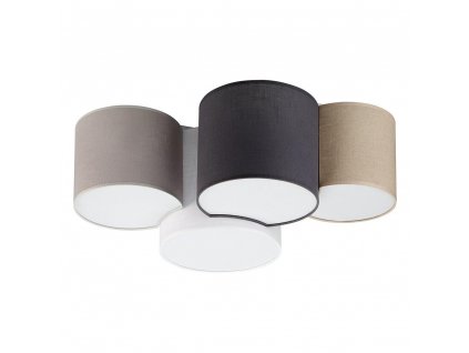 Přisazené stropní textilní osvětlení MONA, 4xE27, 60W, kulaté, šedé