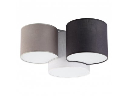 Přisazené stropní textilní osvětlení MONA, 3xE27, 60W, kulaté, šedé