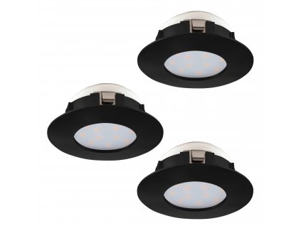Set 3x LED podhledové svítidlo do koupelny PINEDA, 4,9W, teplá bílá, 8cm, kulaté, černé