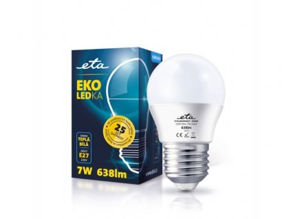 LED Žárovka ETA EKO mini globe, E27, 7W, 3000K, teplá bílá