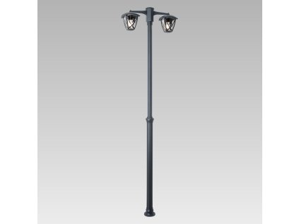 Venkovní pouliční lampa SPLIT, 2xE27, 60W, 200cm, černá, IP44