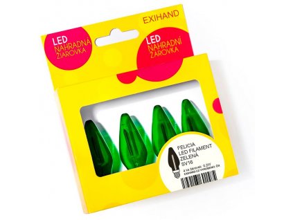 Náhradní zelená žárovka pro vánoční řetěz FELICIA SV-16 LED FILAMENT 14V/0,2W, 4ks