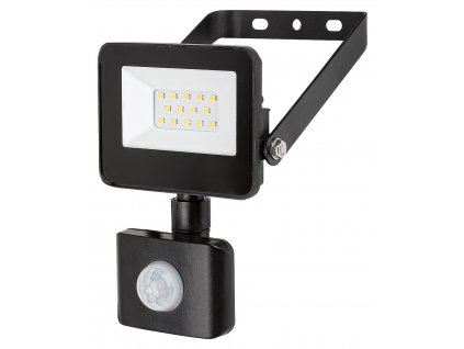 Venkovní nástěnný bodový LED reflektor s čidlem FLOOD, 10W, denní bílá, IP44, černý