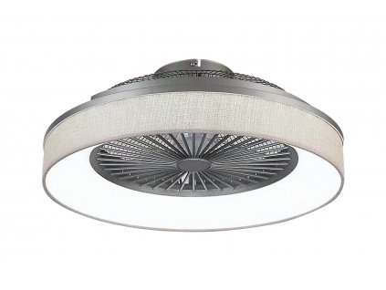 Přisazené stropní LED osvětlení s ventilátorem BENICIO, 35W, teplá bílá-studená bílá, kulaté, šedé