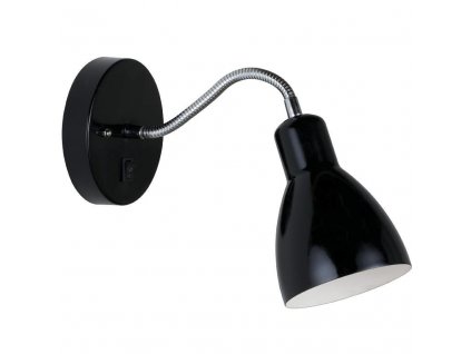 Kovová nástěnná lampička s vypínačem CYCLONE, 1xE14, 15W, černá