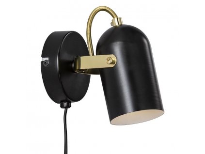 Čtecí nástěnná lampa s vypínačem LOTUS, 1xE14, 40W, černá, mosazná
