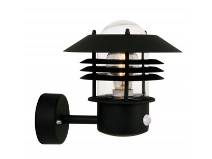 Zahradní nástěnná lampa s čidlem VEJERS, 1xE27, 60W, černá