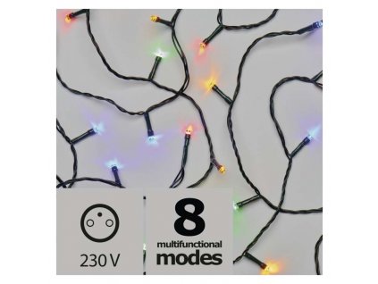LED venkovní vánoční řetěz, 80xLED, vícebarevné světlo, 8m, 8 funkcí