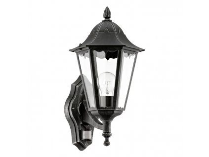 Venkovní nástěnné světlo s čidlem NAVEDO, lucerna, vrchní, černé, 47,5x20cm