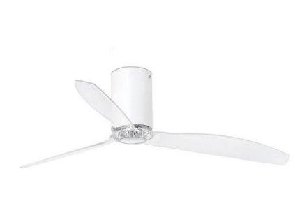 Stropní ventilátor na dálkové ovládání MINI TUBE FAN, 6 rychlostí, matný bílý/čirý