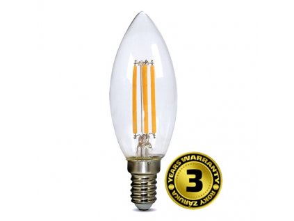 Solight LED retro filamentová žárovka, E14, Candle, 4W, 440lm, 3000K, teplá bílá