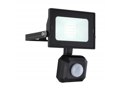 Venkovní LED nástěnný reflektor s čidlem HELGA, 10W, studená bílá, černý, IP44