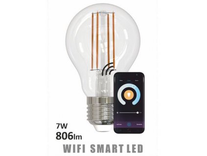 Inteligentní LED filamentová žárovka SMART TUYA, E27, A60, 7W, 2700-6500K, 806lm, WIFI