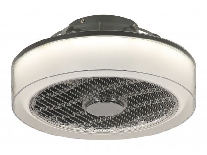 Stropní ventilátor s LED osvětlením DALFON, 30W, teplá-studená bílá, šedý, chromovaný, 40cm, kulatý