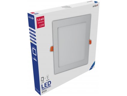 Zápustný LED panel, 15W, studená bílá, 19x19cm, čtverec, bílý
