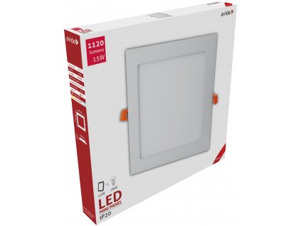 Zápustný LED panel, 15W, teplá bílá, 19x19cm, čtverec, bílý