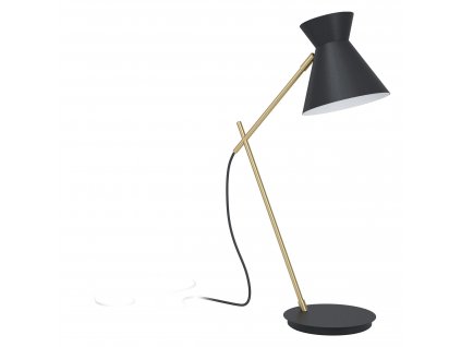 Industriální stolní lampa AMEZAGA, 1xE27, 10W, mosazná, černá