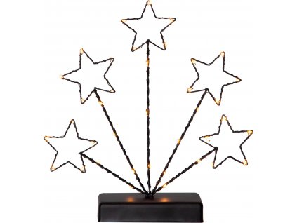 LED vánoční pětiramenný dekorativní svícen STARY, 38xLED, 0,5W, časovač, hvězdy