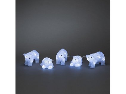 LED venkovní dekorativní vánoční souprava, 5x lední medvěd, 9m, neutrální bílá
